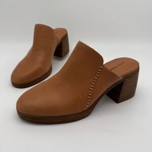 Lucky Brand Qewel Tan Brown Leather Mule Heel Size 9 M